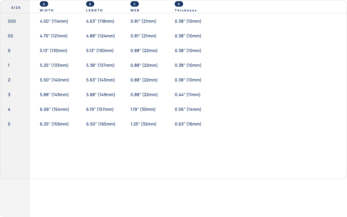 Flexx Sport size chart